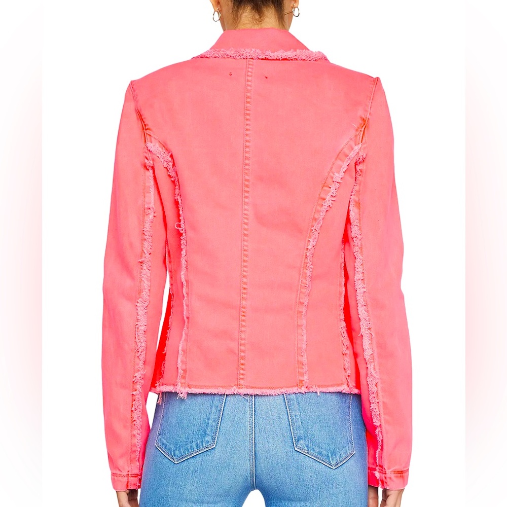 NWT L’Agence Wayne Crop Fray Jacket, in Neon Coral - Picture 3 of 8